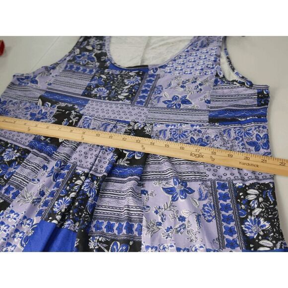 Women's Blue & Black Patchwork Sleeveless A-Line Dress XXL - Picture 5 of 7